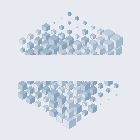 Stacking of cubes. Construction from many cubes.のイラスト素材