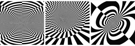 Set of striped abstract forms. Surrealistic optical illusions. Vector illustration.のイラスト素材