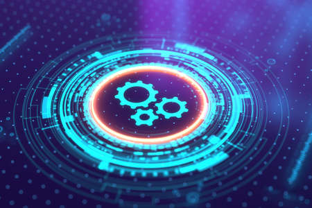 Automation software concept. Abstract technology background. 3D rendering.の写真素材