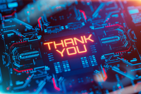 Thank you words on a digital display.の写真素材