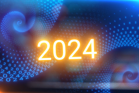 2024 glowing letters.の写真素材