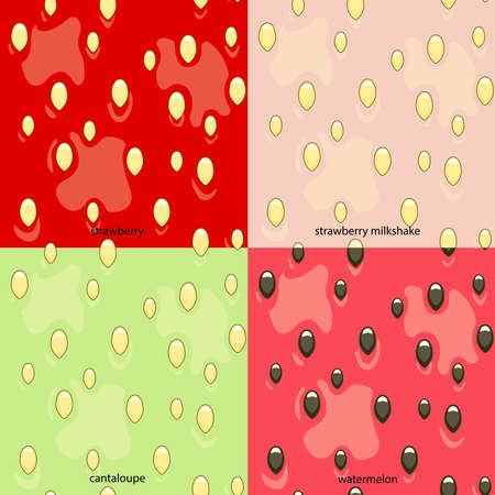 strawberry, watermelon and cantaloupe texture seamless patternのイラスト素材