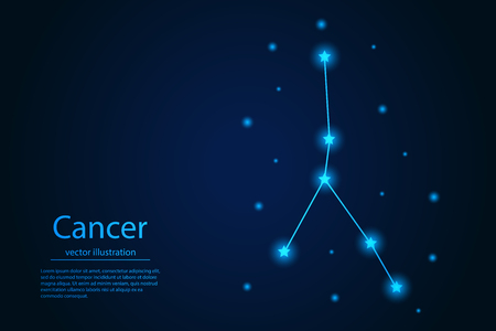 The zodiac constellation of Cancer. Starry sky. Dark blue background of space. Vector illustration eps10.のイラスト素材