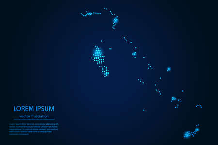 Abstract image The Bahamas map from point blue and glowing stars on a dark background. vector illustration.のイラスト素材