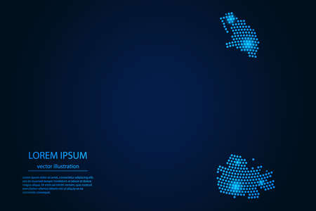 Abstract image Antigua and Barbuda map from point blue and glowing stars on a dark background. vector illustration.のイラスト素材