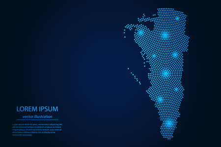 Abstract image Gibraltar map from point blue and glowing stars on a dark background. vector illustration.のイラスト素材