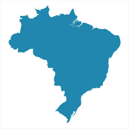 Abstract - High Detailed blue Map of Brazil isolated on white background. for your web site design map logo, app, ui, Travel vector illustration  .のイラスト素材