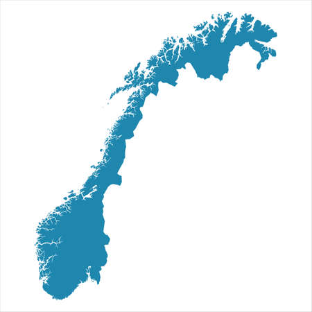 Abstract - High Detailed blue Map of Norway isolated on white background. for your web site design map logo, app, ui, Travel vector illustration  .のイラスト素材