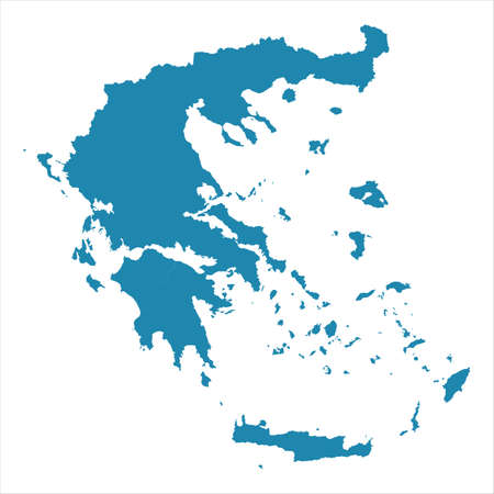 Abstract - High Detailed blue Map of Greece isolated on white background. for your web site design map logo, app, ui, Travel vector illustration  .のイラスト素材