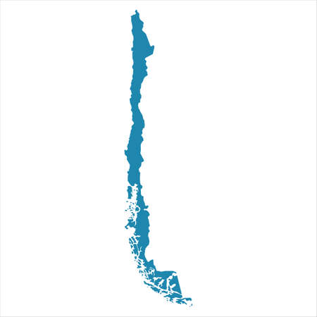 Abstract - High Detailed blue Map of Chile isolated on white background. for your web site design map logo, app, ui, Travel vector illustration  .のイラスト素材