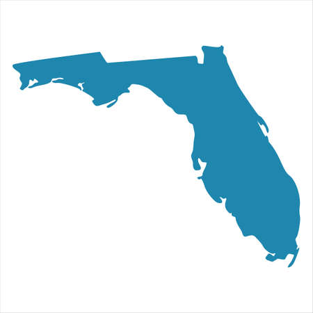 Abstract - High Detailed blue Map of Florida isolated on white background. for your web site design map logo, app, ui, Travel vector illustration  .のイラスト素材