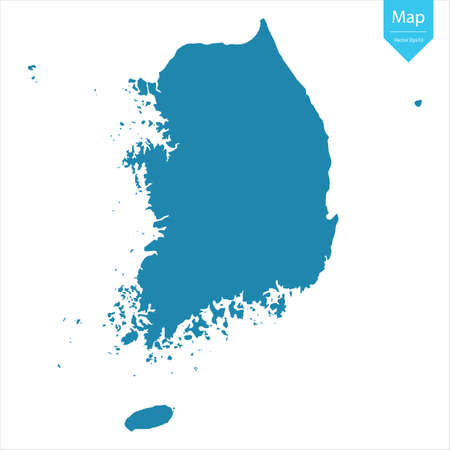 Abstract blue map of South Korea isolated on whiteのイラスト素材