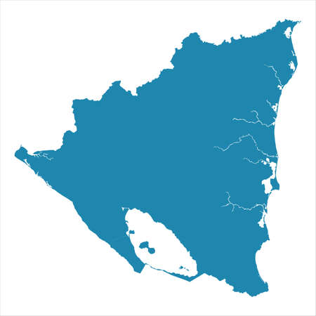 Abstract blue map of Nicaragua isolated on whiteのイラスト素材