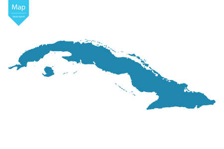 Abstract - High Detailed blue Map of Cuba isolated on white background. for your web site design map logo, app, ui, Travel vector illustration eps10.のイラスト素材