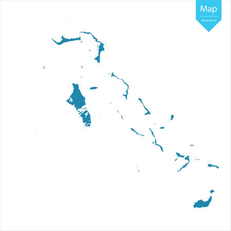 Abstract - High Detailed blue Map of Bahamas isolated on white background. for your web site design map logo, app, ui, Travel vector illustration eps10.のイラスト素材