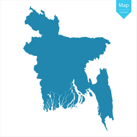Abstract - High Detailed blue Map of Bangladesh isolated on white background. for your web site design map logo, app, ui, Travel vector illustration eps10.のイラスト素材