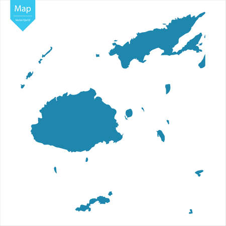 Abstract - High Detailed blue Map of Fiji isolated on white background. for your web site design map logo, app, ui, Travel vector illustration eps10.のイラスト素材