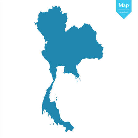 Abstract - High Detailed blue Map of Thailand isolated on white background. for your web site design map logo, app, ui, Travel vector illustration eps10.のイラスト素材