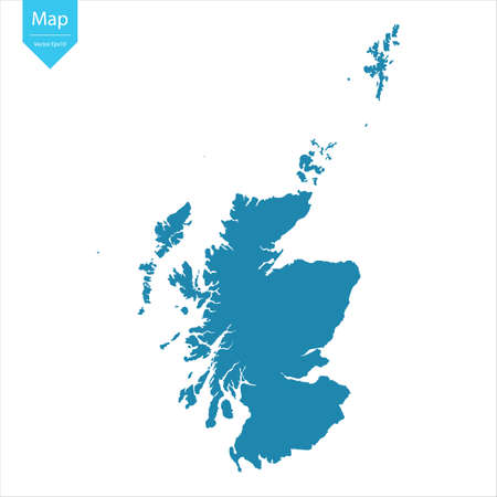 Abstract - High Detailed blue Map of Scotland isolated on white background. for your web site design map logo, app, ui, Travel vector illustration eps10.のイラスト素材