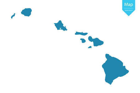 Abstract - High Detailed blue Map of Hawaii isolated on white background. for your web site design map logo, app, uiのイラスト素材