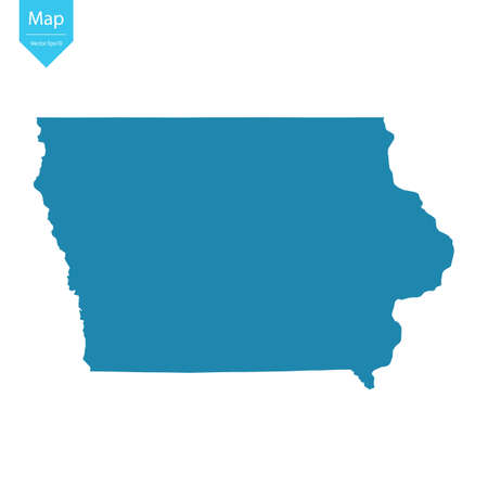 Abstract - High Detailed blue Map of Iowa isolated on white background. for your web site design map logo, app, uiのイラスト素材