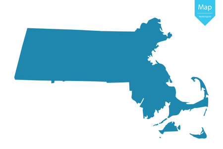 Abstract - High Detailed blue Map of Massachusetts isolated on white background. for your web site design map logo, app, uiのイラスト素材