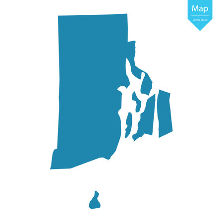 Abstract - High Detailed blue Map of Rhode Island isolated on white background. for your web site design map logo, app, ui, Travel vector illustration eps10.のイラスト素材