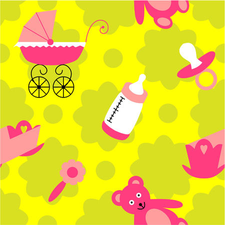 Baby seamless pattern for girlsのイラスト素材