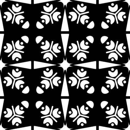 White tile seamless pattern on black backgroundのイラスト素材