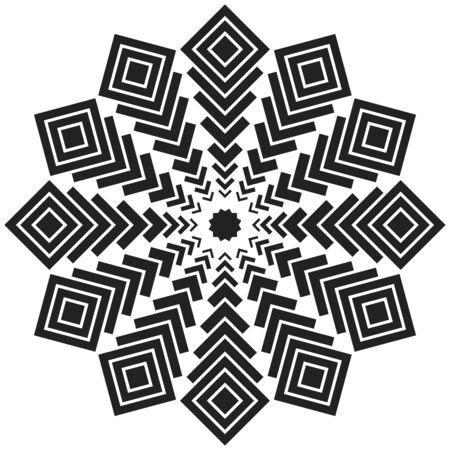 Black vector symmetry mandala on white backgroundのイラスト素材