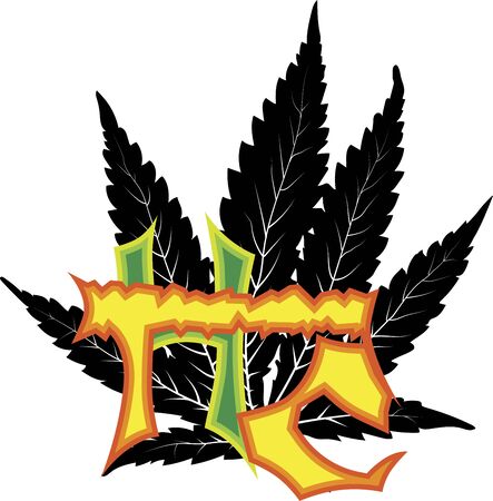 Vector cannabis leaf with graffitiのイラスト素材