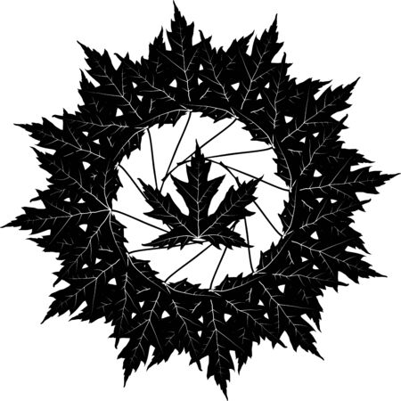 Black Vector Maple Silhouette Circleのイラスト素材