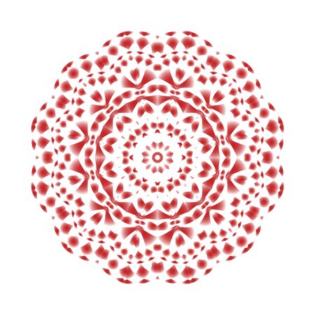 Kaleidoscope red mandala on white backgroundのイラスト素材