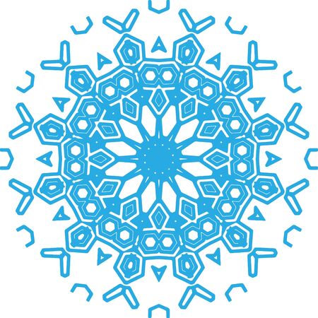 Isolated Vector Blue Snowflake Mandala Patternのイラスト素材