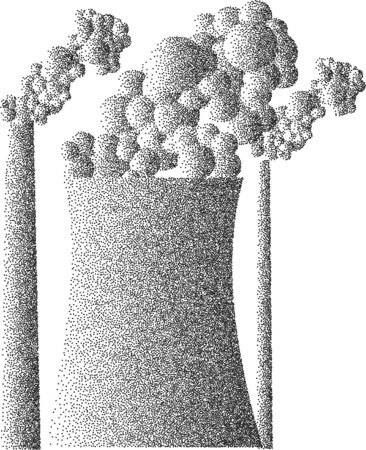 Three black vector stipple chimneysのイラスト素材