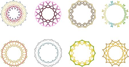 Set of 8 colorful mandala framesのイラスト素材