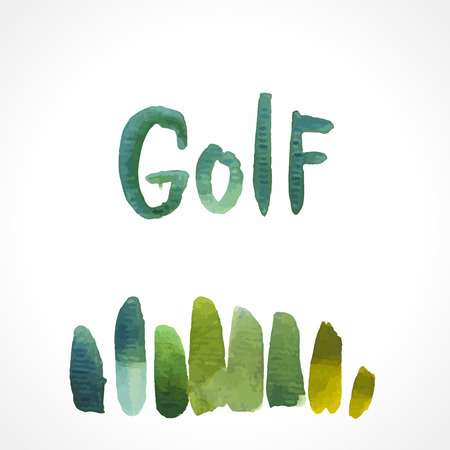 Watercolor illustration on the theme of golf. Green grassのイラスト素材