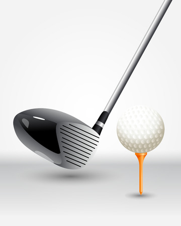 The poster on the theme of golf with realistic ball and sticks to playのイラスト素材