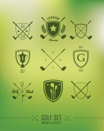 Icons and Emblems golf on a green backgroundのイラスト素材