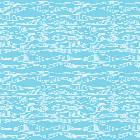 White vector pattern on Blue background.  Horizontal wavy lines.のイラスト素材