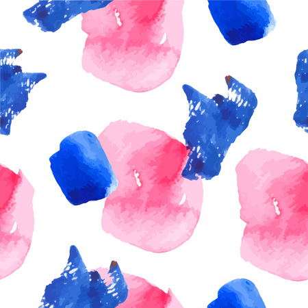 Bright blue & rose watercolor stains. Vector abstract background with paint strokes and splashes.のイラスト素材