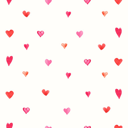 Seamless backgrounds of vector pattern. Valentine 's day background with hearts. Watercolor...