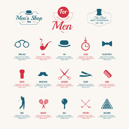 Set of simple elements and symbols for your design. Simple icons for men's fashion.のイラスト素材
