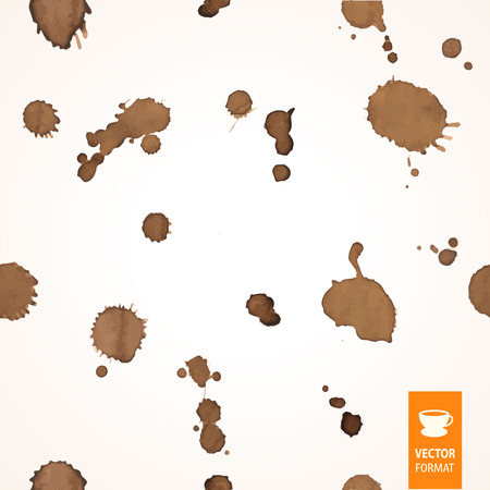 Seamless background with coffee stain & drop of coffee. Isolated On White Background. Traces of drink.のイラスト素材