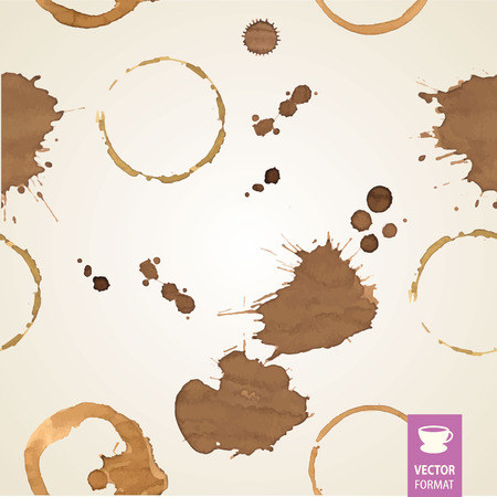 Seamless background with coffee stain & drop of coffee. Isolated On White Background. Traces of drink.のイラスト素材