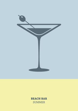 Cocktail retro poster with martini. Simple summer cardのイラスト素材