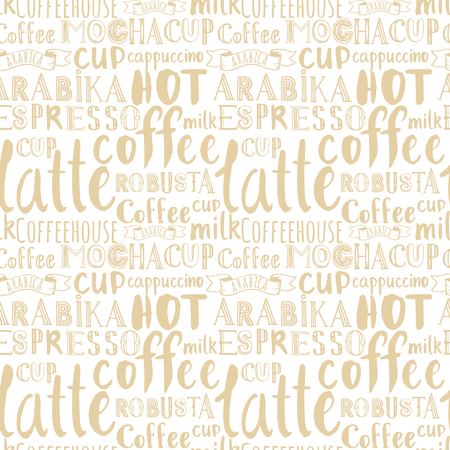 Vector coffee illustration with hand drawn alphabet. Letters of the alphabet written with a brush.のイラスト素材