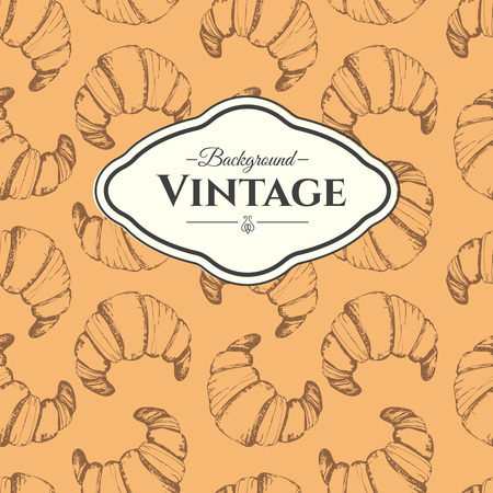 Croissant vintage pattern. Hand-drawn sketch of croissant.のイラスト素材
