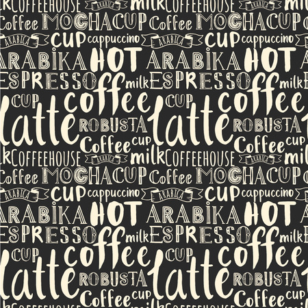 Vector coffee illustration with hand drawn alphabet. Letters of the alphabet written with a brush.のイラスト素材
