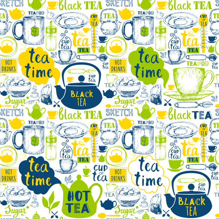 Vector Illustration with funny drinks lettering and labels on white background. Decorative elements for your packing design. Multicolor decor.のイラスト素材
